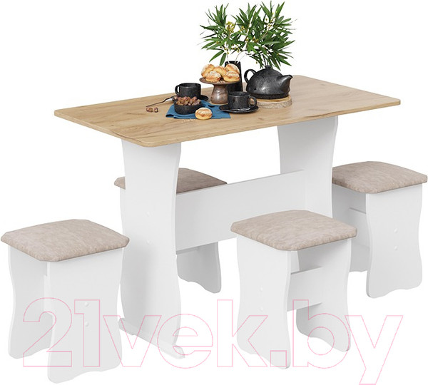 Изображение товара Обеденная группа ТриЯ Тип 1 МФ-101.006 (дуб крафт золотой/иск. замша Latte)