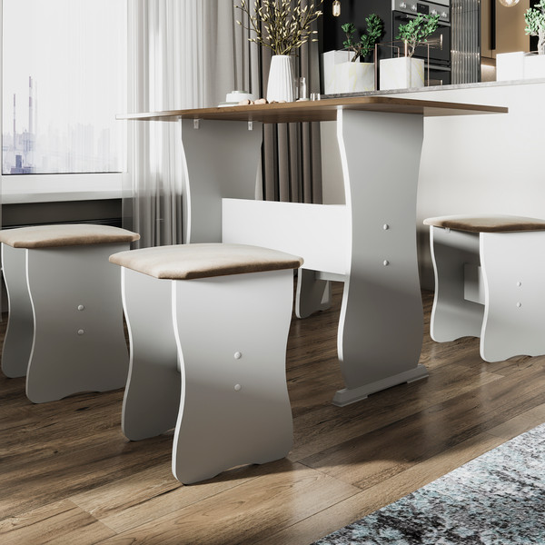 Изображение товара Обеденная группа ТриЯ Тип 1 МФ-101.006 (дуб крафт золотой/иск. замша Latte)