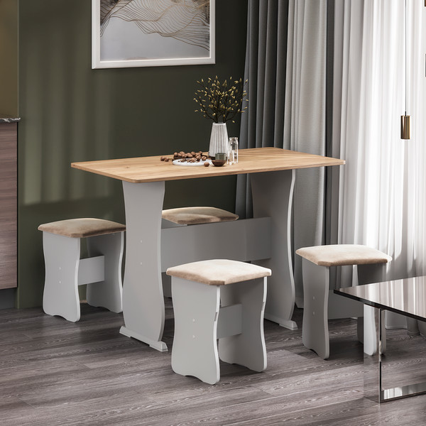 Изображение товара Обеденная группа ТриЯ Тип 1 МФ-101.006 (дуб крафт золотой/иск. замша Latte)