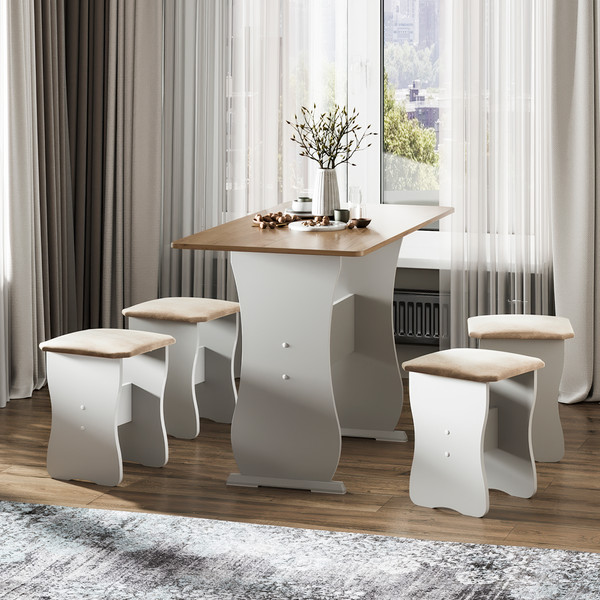 Изображение товара Обеденная группа ТриЯ Тип 1 МФ-101.006 (дуб крафт золотой/иск. замша Latte)