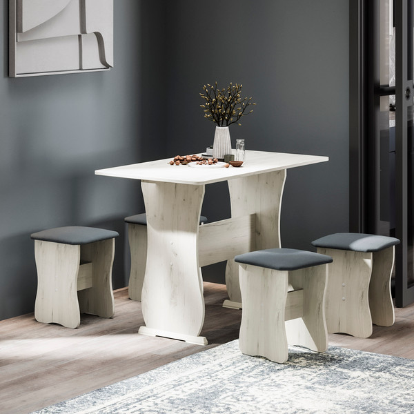 Изображение товара Обеденная группа ТриЯ Тип 1 МФ-101.006 (дуб крафт белый/велюр серый)