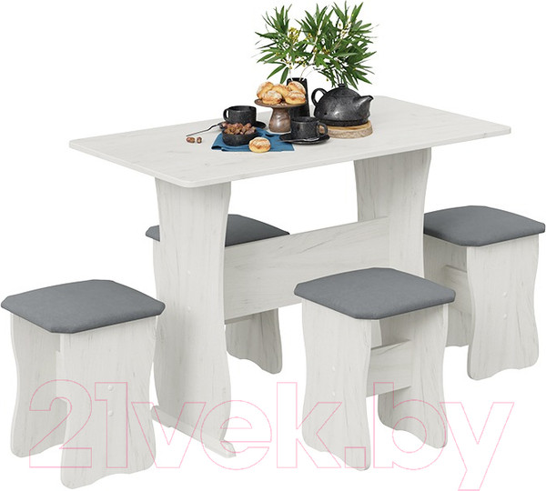 Изображение товара Обеденная группа ТриЯ Тип 1 МФ-101.006 (дуб крафт белый/велюр серый)