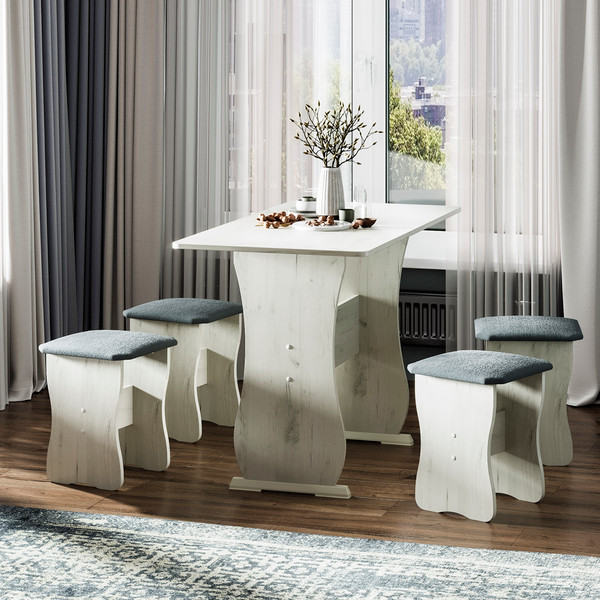 Изображение товара Обеденная группа ТриЯ Тип 1 МФ-101.006 (дуб крафт белый/велюр серый)