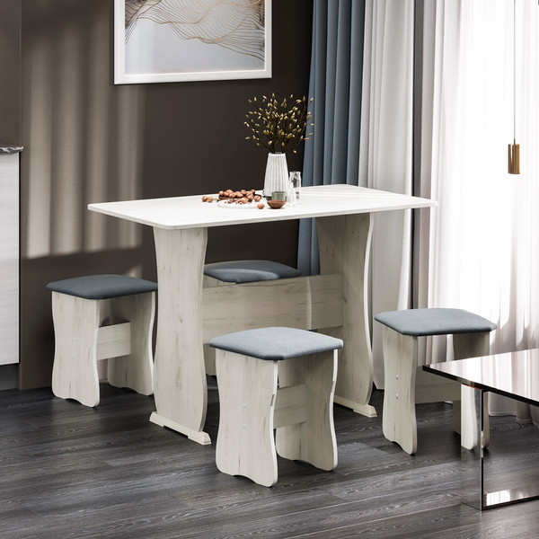 Изображение товара Обеденная группа ТриЯ Тип 1 МФ-101.006 (дуб крафт белый/велюр серый)