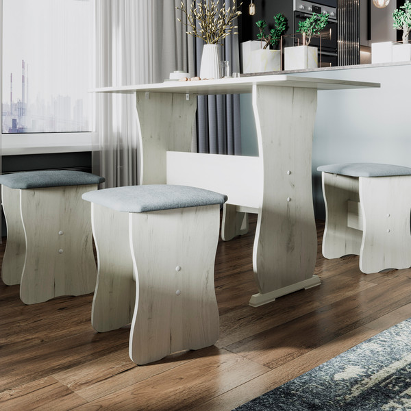 Изображение товара Обеденная группа ТриЯ Тип 1 МФ-101.006 (дуб крафт белый/велюр серый)