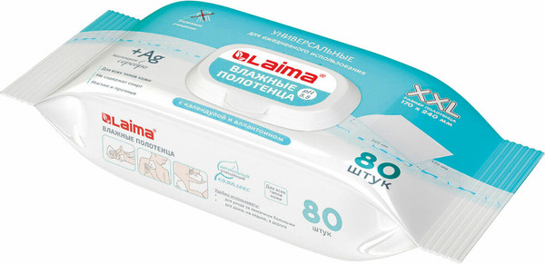 Изображение товара Влажные салфетки Laima XXL / 115222 (80шт)