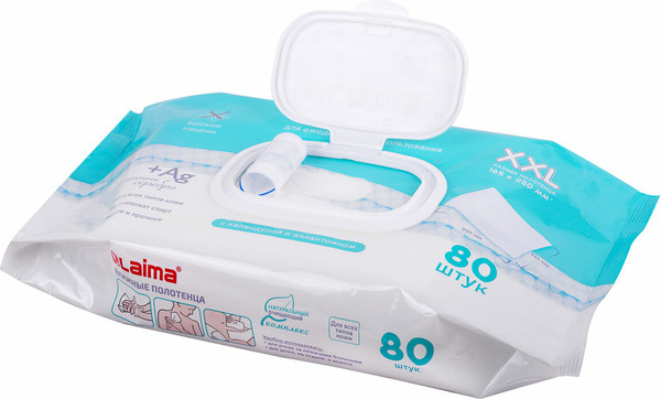 Изображение товара Влажные салфетки Laima XXL / 115222 (80шт)