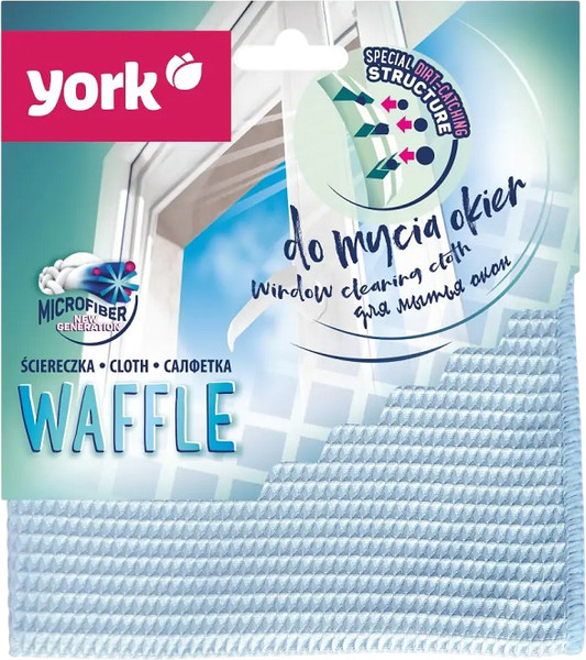Изображение товара Салфетка хозяйственная York Из микрофибры для окон вафельная