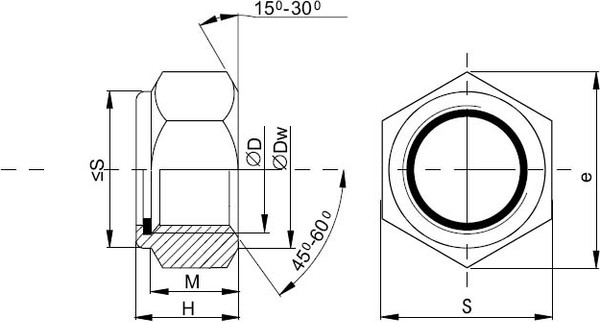 Изображение товара Гайка ЕКТ М10 с контрящим кольцом DIN 985 / B006669 (4шт)