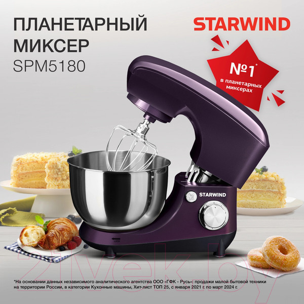 Изображение товара Миксер стационарный StarWind SPM5180 (ежевичный)