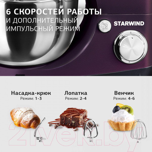 Изображение товара Миксер стационарный StarWind SPM5180 (ежевичный)