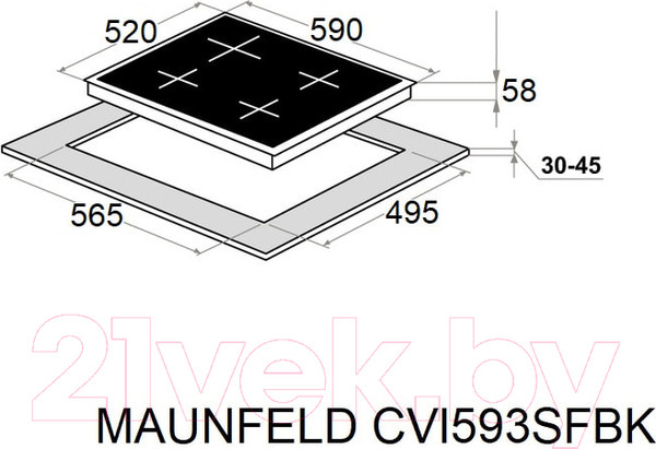 Изображение товара Индукционная варочная панель Maunfeld CVI593SFBK Inverter