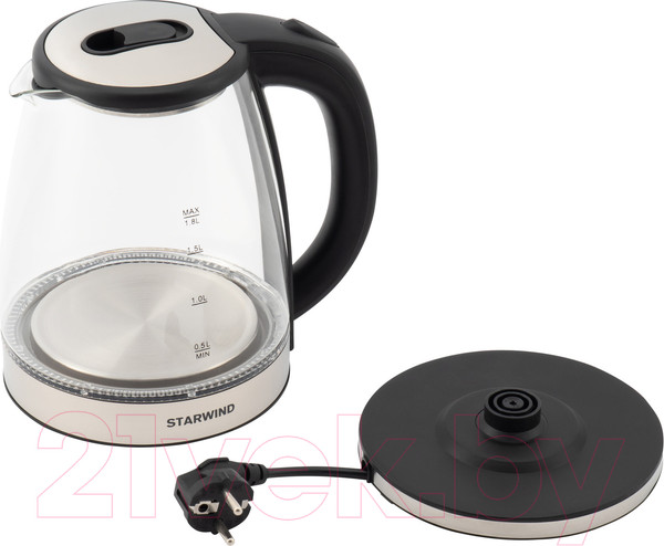 Изображение товара Электрочайник StarWind SKG4777 (черный/прозрачный)