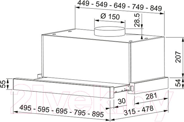 Изображение товара Вытяжка телескопическая Franke Touch BK 60 (315.0702.966)