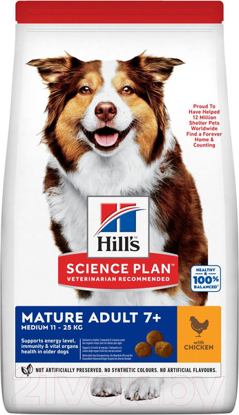 Изображение товара Сухой корм для собак Hill's Science Mature Adult 7+ с курицей (14кг)