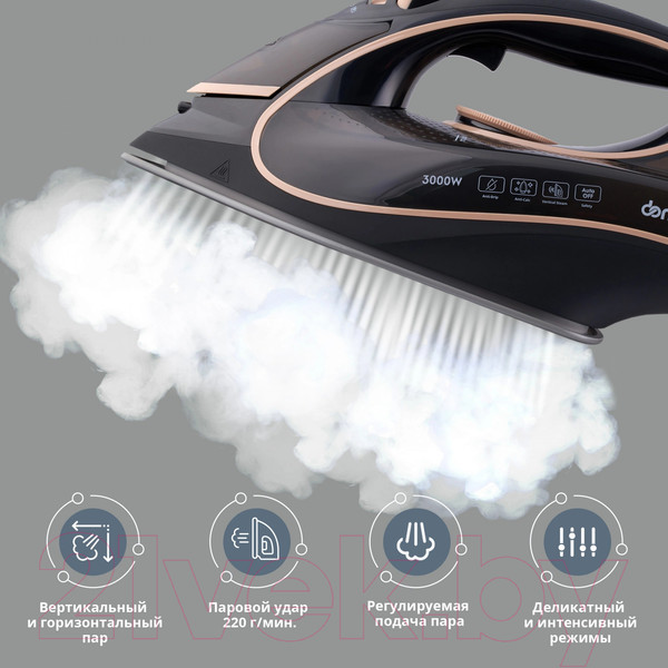 Изображение товара Утюг Domfy DSC-EI901 (черный/золотистый)