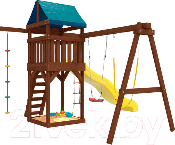 Изображение товара Игровой комплекс National Tree Company С гибкими качелями и лодочкой IgroWoods ДП-11 Premium (желтый)