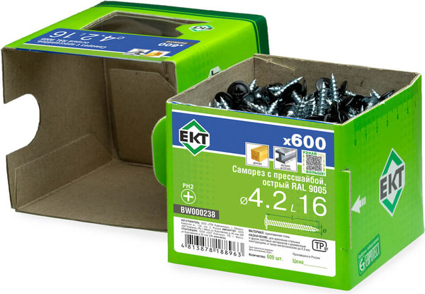 Изображение товара Саморез ЕКТ 4.2х16 острый RAL 9005 / BW000238 (600шт)