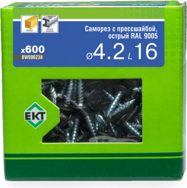 Изображение товара Саморез ЕКТ 4.2х16 острый RAL 9005 / BW000238 (600шт)