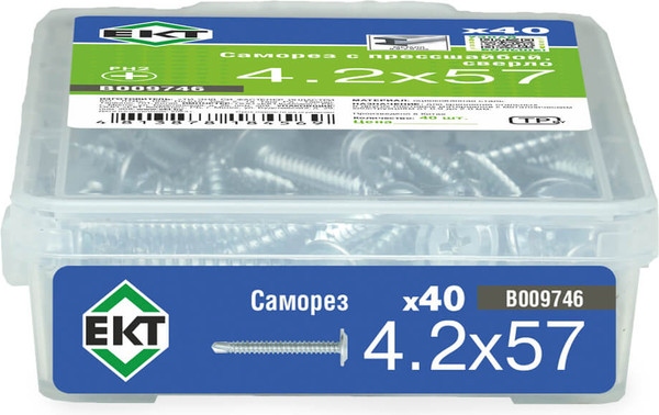 Изображение товара Саморез ЕКТ 4.2x57 сверло / B009746 (40шт)