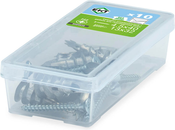 Изображение товара Саморез ЕКТ 4.5х40 + Дюбель для гипсокартонных плит Driva 13x32 / B009838 (10шт)