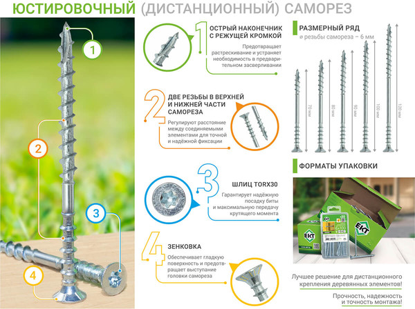 Изображение товара Саморез ЕКТ 6.0x80 / B009906 (25шт)