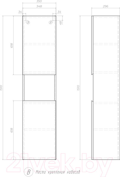 Изображение товара Шкаф-пенал для ванной Vigo Wing 35 (дуб золотой)
