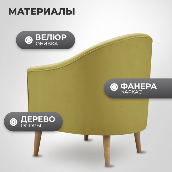 Изображение товара Кресло мягкое Mio Tesoro Арти (Velutto 28/натуральное дерево)