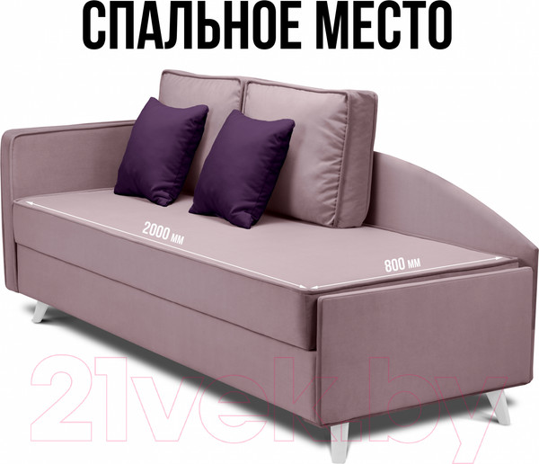 Изображение товара Тахта Mio Tesoro Альфа 800 левая (Velutto 11/Velutto 25/белый)