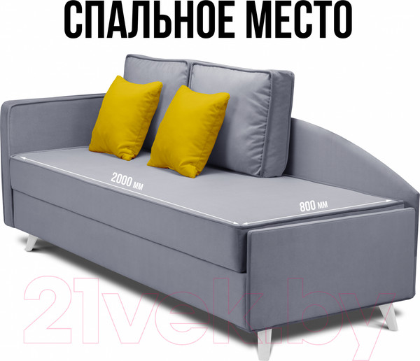 Изображение товара Тахта Mio Tesoro Альфа 800 левая (Velutto 12/Velutto 40/белый)