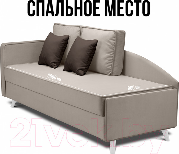 Изображение товара Тахта Mio Tesoro Альфа 800 левая (Velutto 18/Velutto 24/белый)