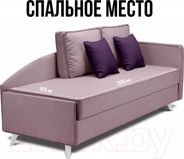 Изображение товара Тахта Mio Tesoro Альфа 800 правая (Velutto 11/Velutto 25/белый)