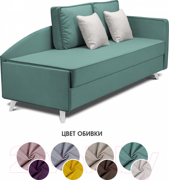 Изображение товара Тахта Mio Tesoro Альфа 800 правая (Velutto 43/Velutto 01/белый)