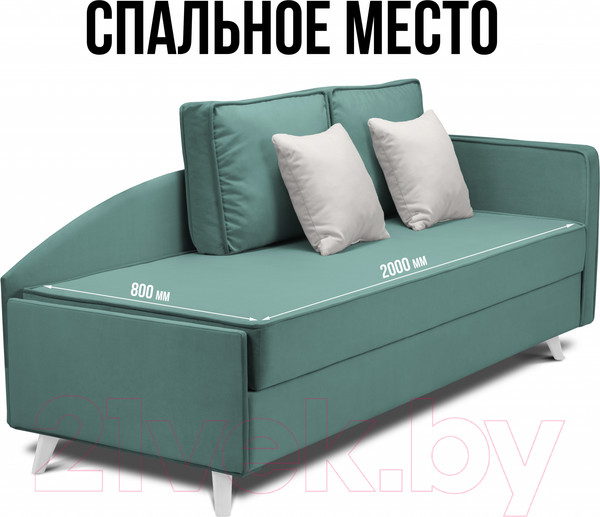 Изображение товара Тахта Mio Tesoro Альфа 800 правая (Velutto 43/Velutto 01/белый)