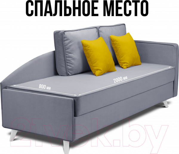 Изображение товара Тахта Mio Tesoro Альфа 800 правая (Velutto 12/Velutto 40/белый)