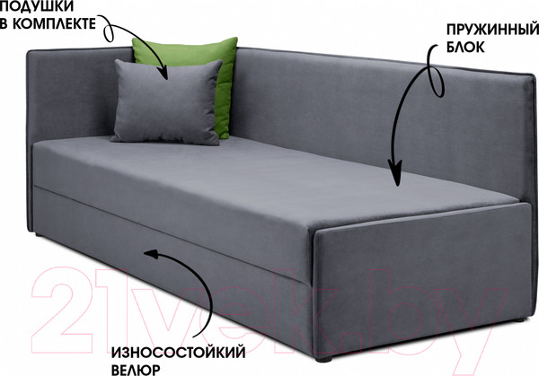 Изображение товара Тахта Mio Tesoro Гамма 800 левая (Velutto 32/Velutto 31)