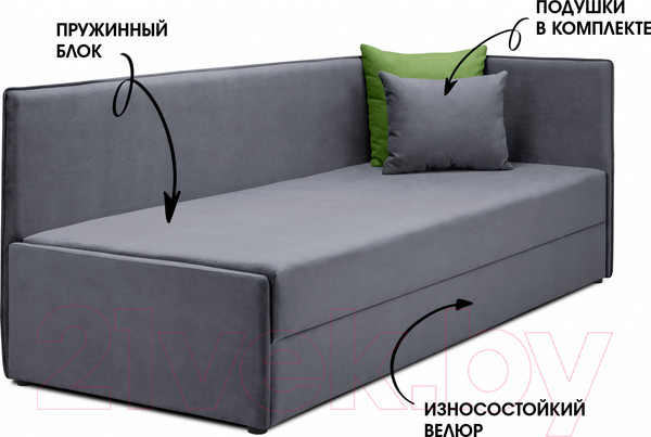 Изображение товара Тахта Mio Tesoro Гамма 800 правая (Velutto 32/Velutto 31)