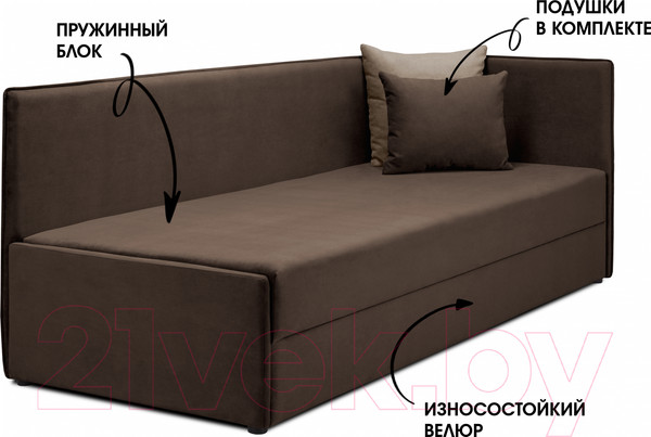 Изображение товара Тахта Mio Tesoro Гамма 800 правая (Velutto 23/Velutto 21)