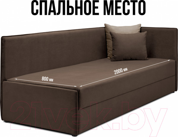 Изображение товара Тахта Mio Tesoro Гамма 800 правая (Velutto 23/Velutto 21)