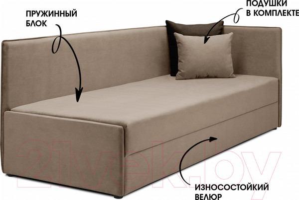 Изображение товара Тахта Mio Tesoro Гамма 800 правая (Velutto 21/Velutto 24)