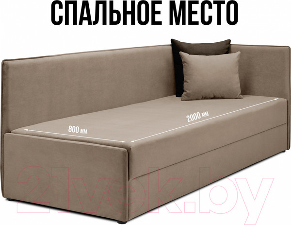 Изображение товара Тахта Mio Tesoro Гамма 800 правая (Velutto 21/Velutto 24)