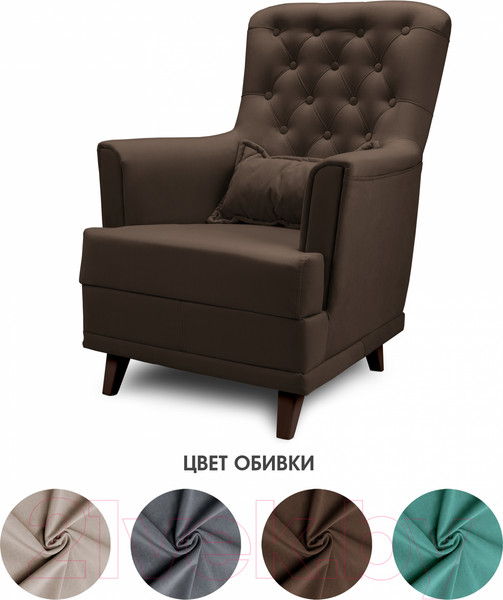 Изображение товара Кресло мягкое Mio Tesoro Каприз (Velutto 23/шоколад)
