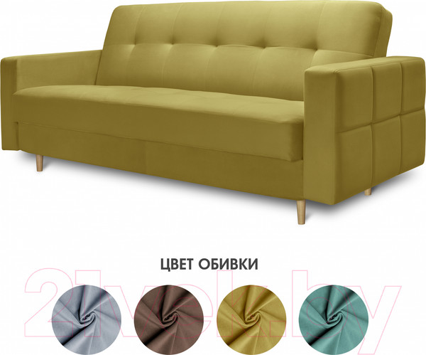 Изображение товара Диван Mio Tesoro Любава (Velutto 28/натуральное дерево)