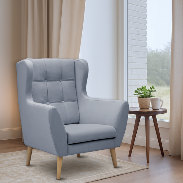 Изображение товара Кресло мягкое Mio Tesoro Фиджи (Velutto 12/натуральное дерево)