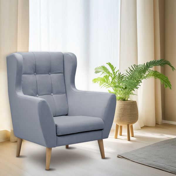 Изображение товара Кресло мягкое Mio Tesoro Фиджи (Velutto 12/натуральное дерево)