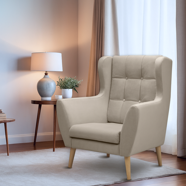 Изображение товара Кресло мягкое Mio Tesoro Фиджи (Velutto 18/натуральное дерево)