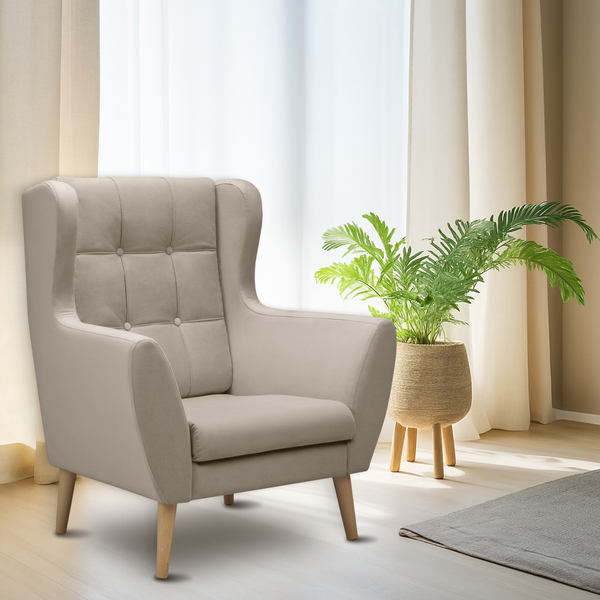 Изображение товара Кресло мягкое Mio Tesoro Фиджи (Velutto 18/натуральное дерево)