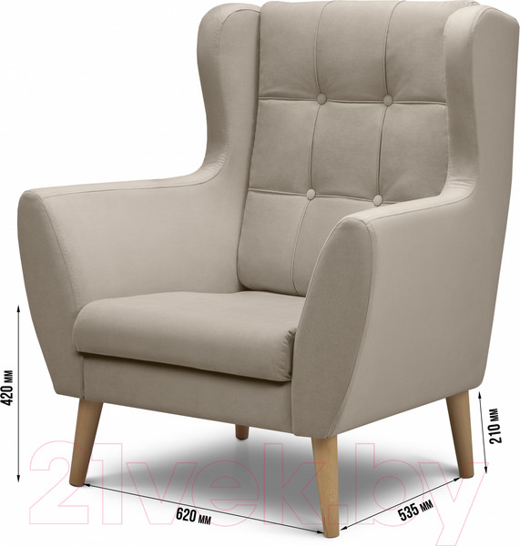 Изображение товара Кресло мягкое Mio Tesoro Фиджи (Velutto 18/натуральное дерево)