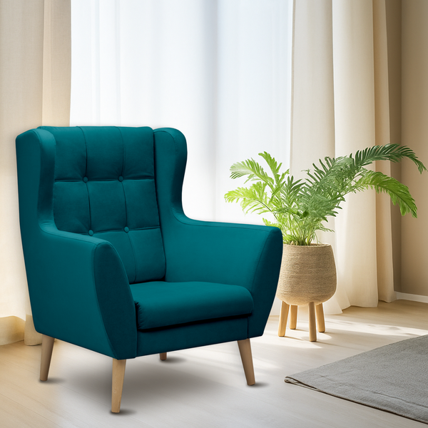 Изображение товара Кресло мягкое Mio Tesoro Фиджи (Velutto 20/натуральное дерево)