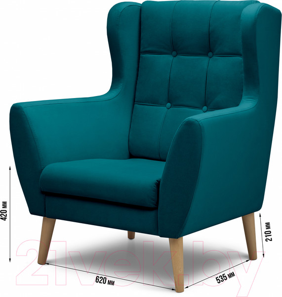 Изображение товара Кресло мягкое Mio Tesoro Фиджи (Velutto 20/натуральное дерево)